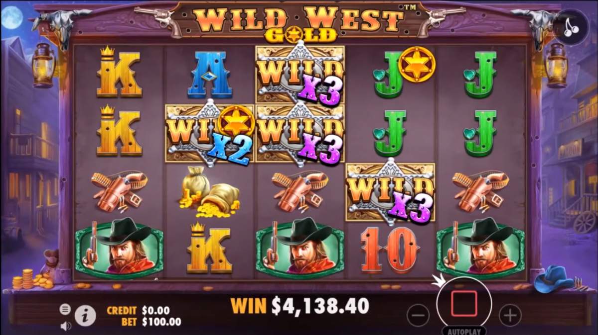 Pin-Up Casino-дағы Wild West Gold слотының ойын интерфейсі