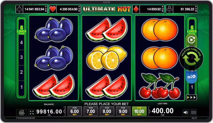 Карта түсін таңдаумен Burning Hot слотындағы Gamble функциясының экраны