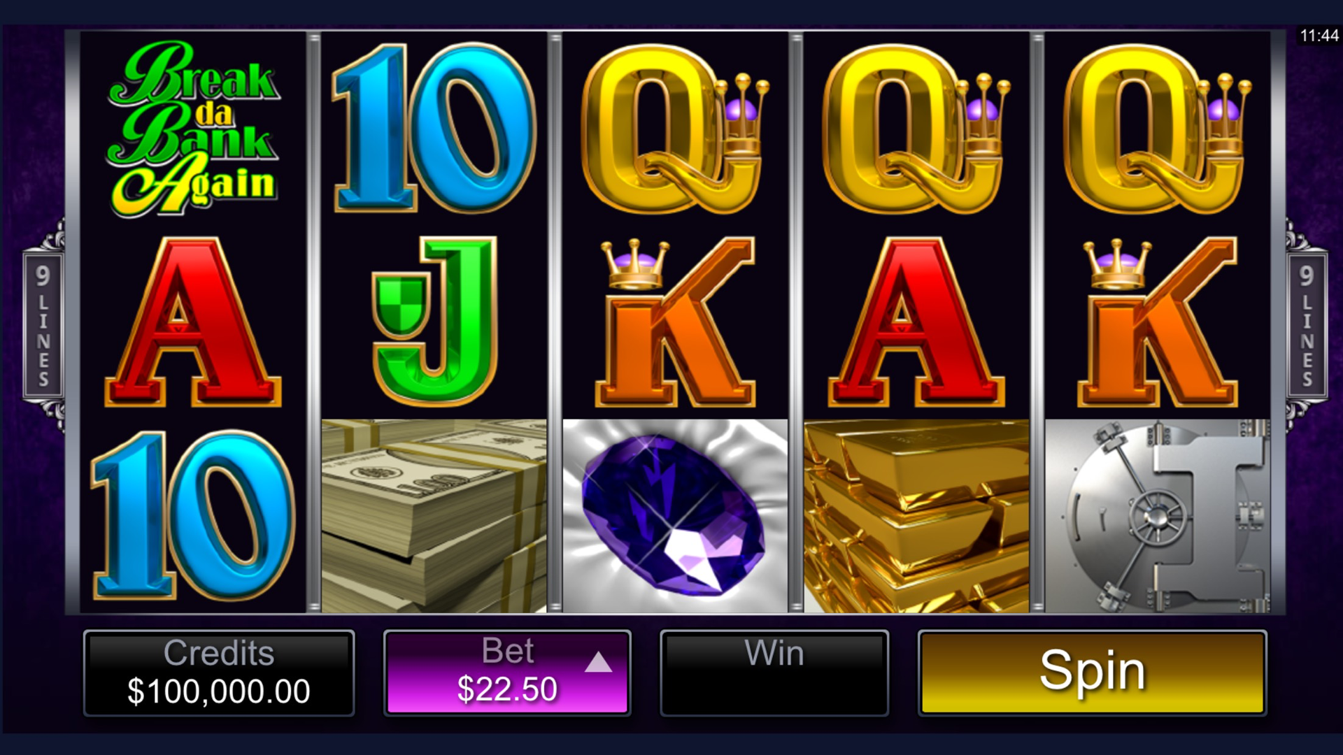 Example of a win with an x25 multiplier in the Break da Bank Again bonus round