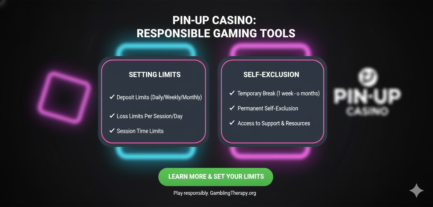 Pin-Up-тағы жауапты ойын құралдары: лимиттер және өзін-өзі шеттету