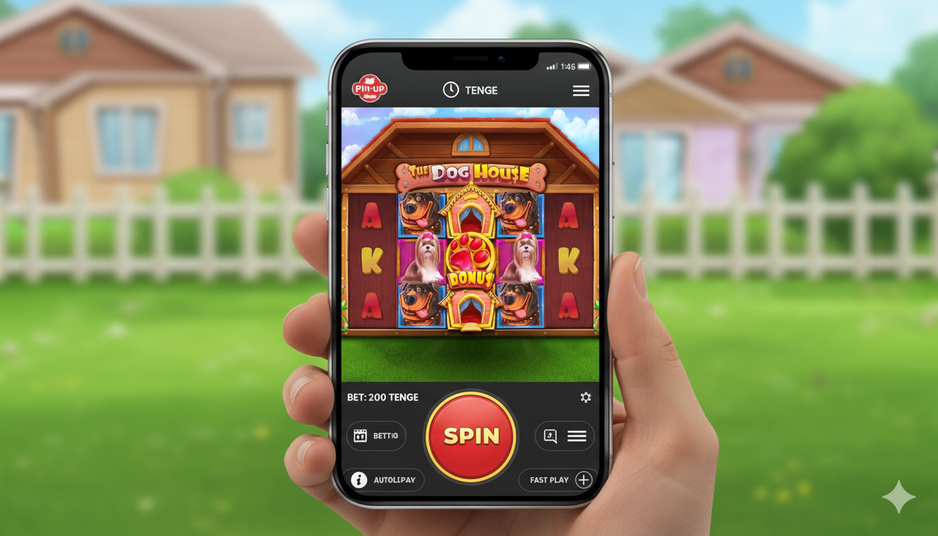 The mobile interface of The Dog House slot in the Pin-Up app on a smartphone