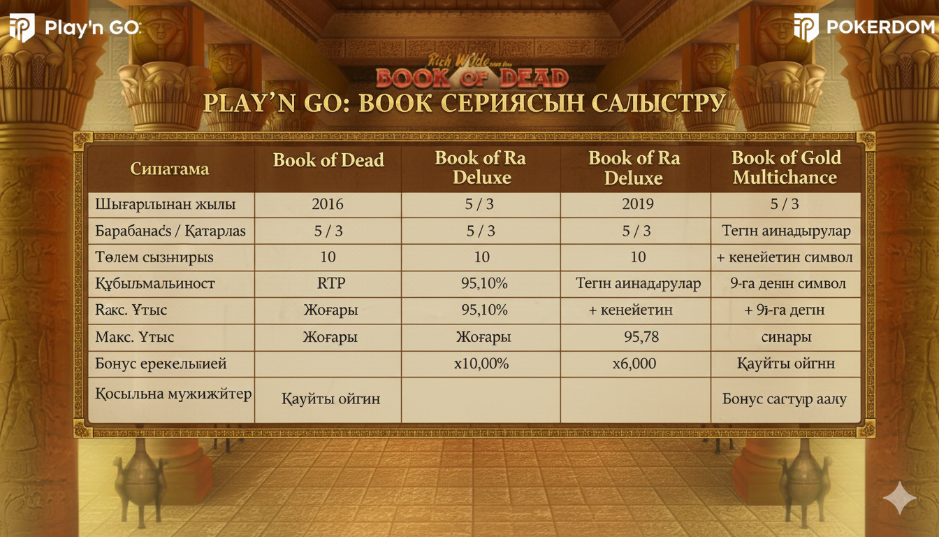 Сравнительная таблица слотов серии Book от Play'n GO с характеристиками и особенностями