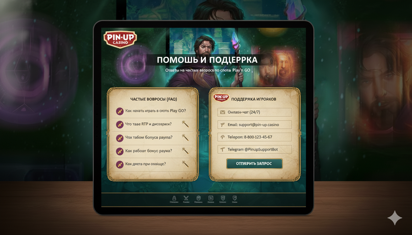 FAQ section and player support of Pin-Up casino for Play'n GO slots