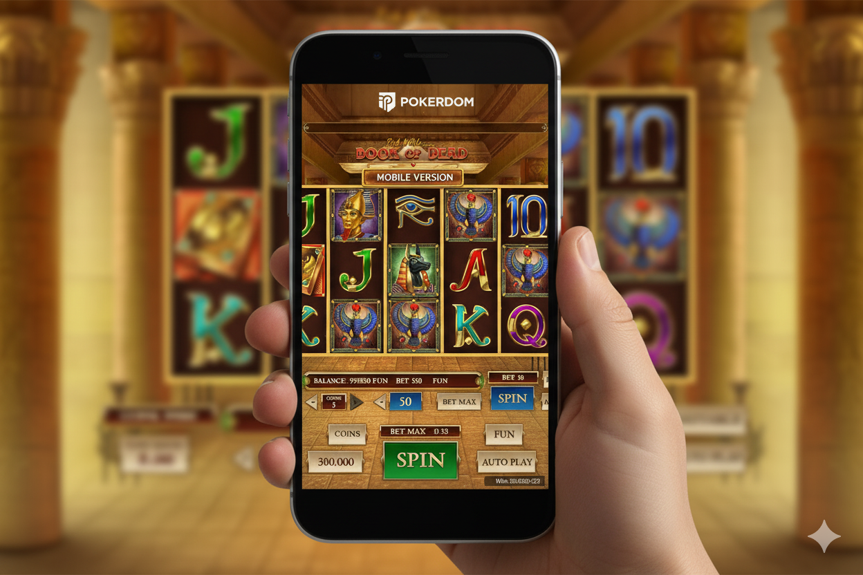 Мобильная версия Book of Dead на Pokerdom с адаптивным интерфейсом для смартфонов