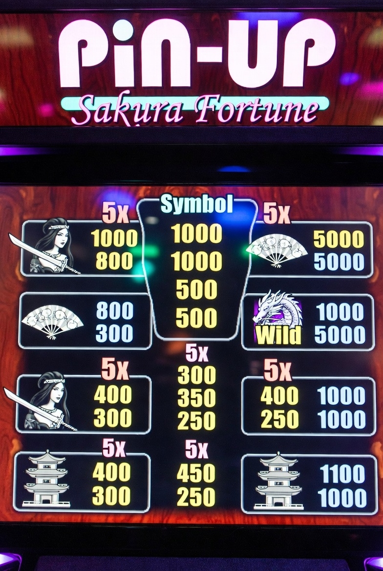 Таблица выплат и символы слота Sakura Fortune в казино Pin-Up