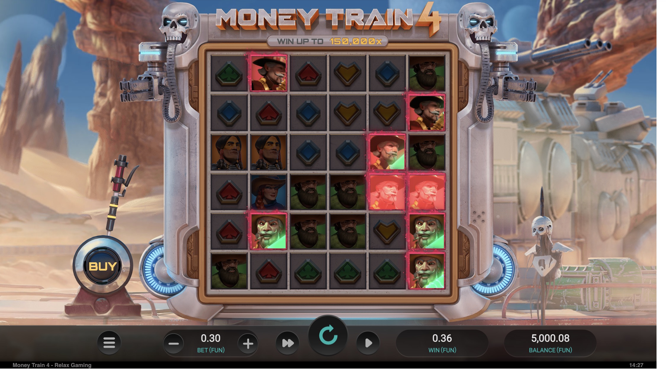 Интерфейс покупки бонусного раунда в слоте Money Train 4