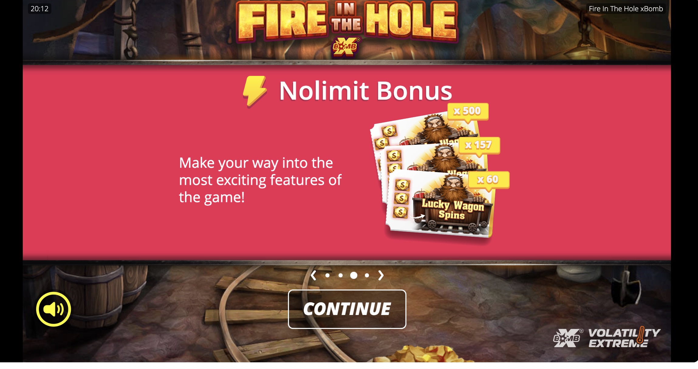 Кнопка начала игры в Fire in the Hole xBomb на Pin-Up