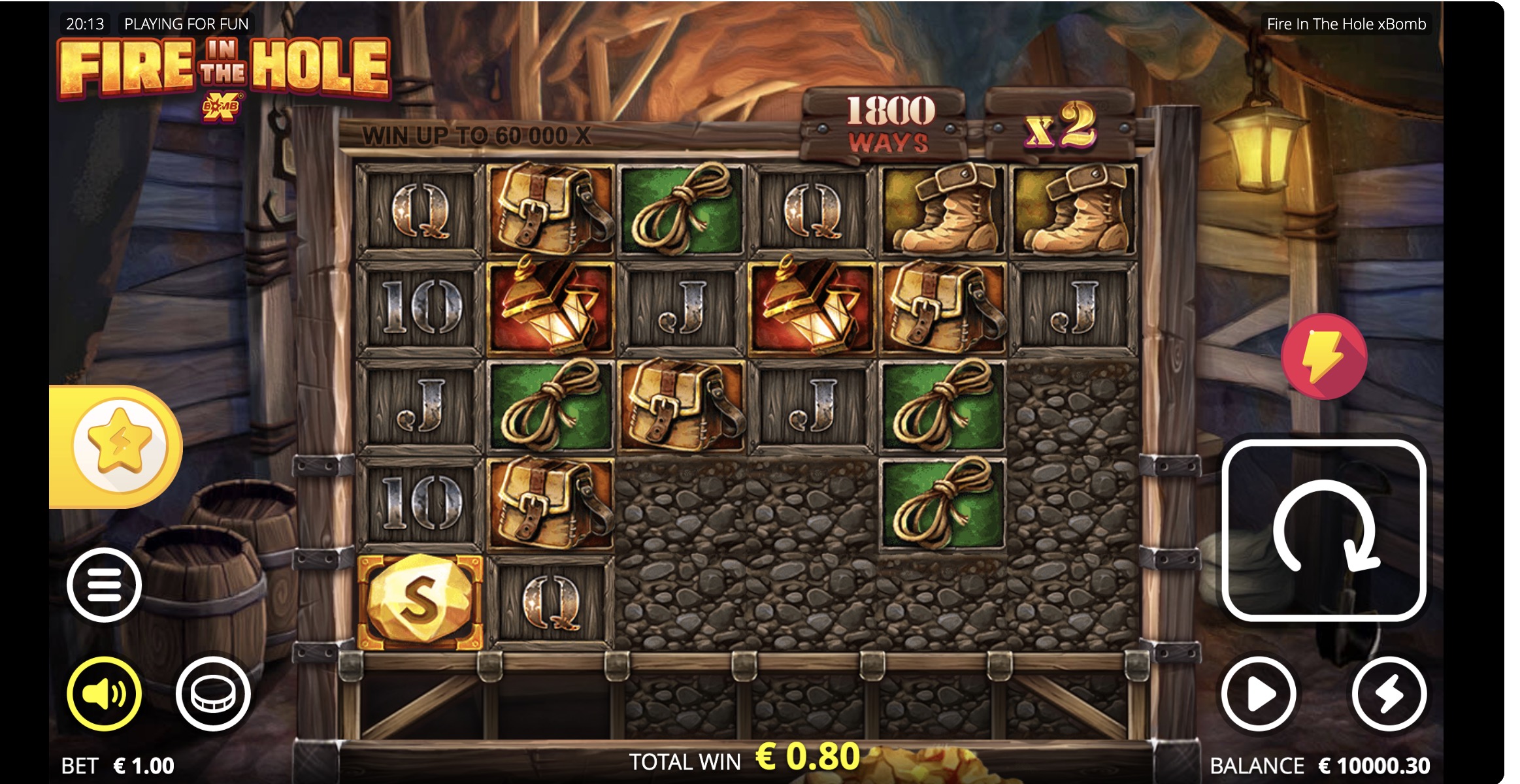 Калькулятор управления банкроллом для Fire in the Hole xBomb